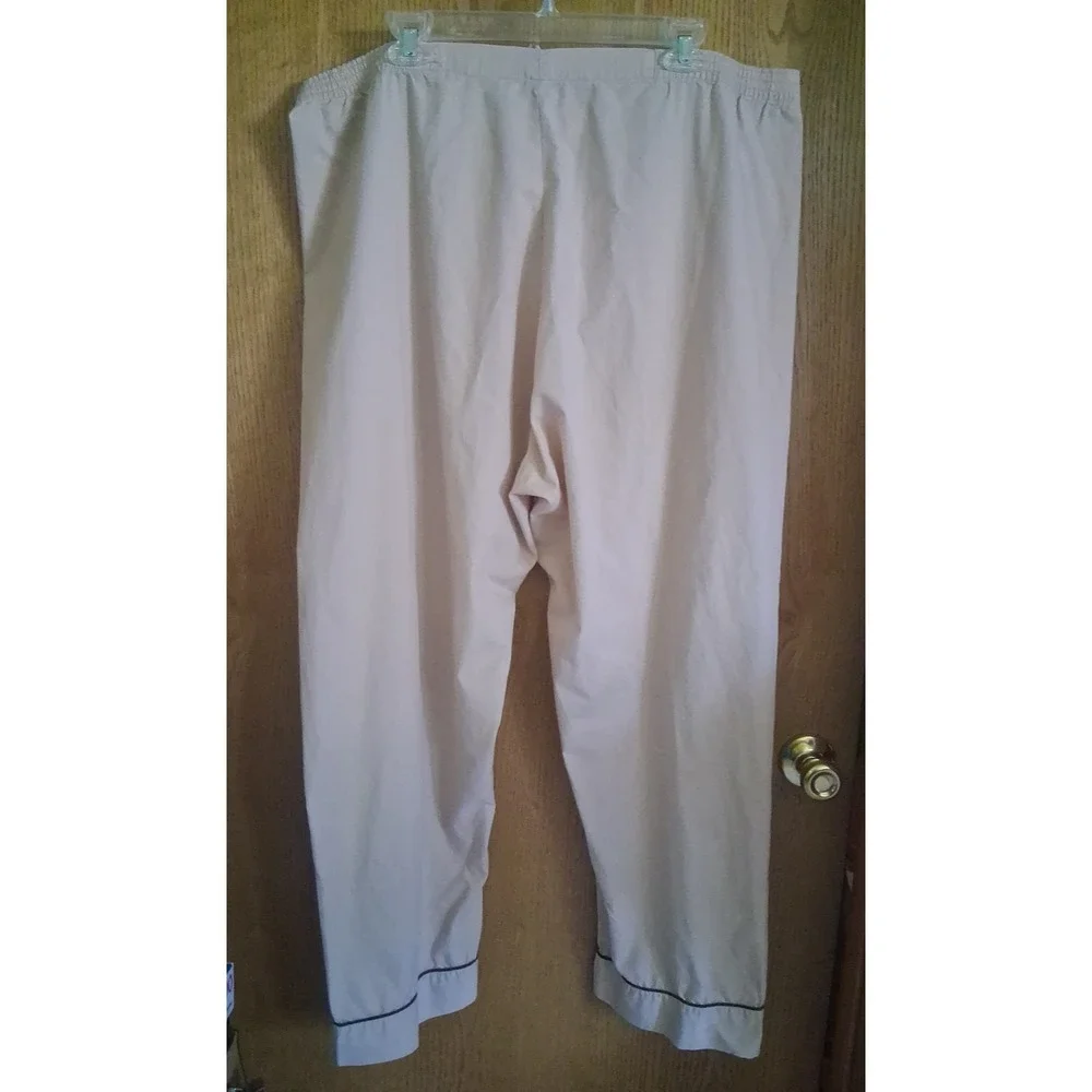VTG Royal Knight XL Men's Pajamas Pant Set Long Sleeve Tan w Brown Piping 1 spot